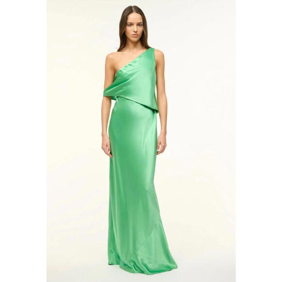 STAUD Dresses & Skirts - NWT Staud Naomi Dress Seaweed Green Satin Designer Maxi 4 Small